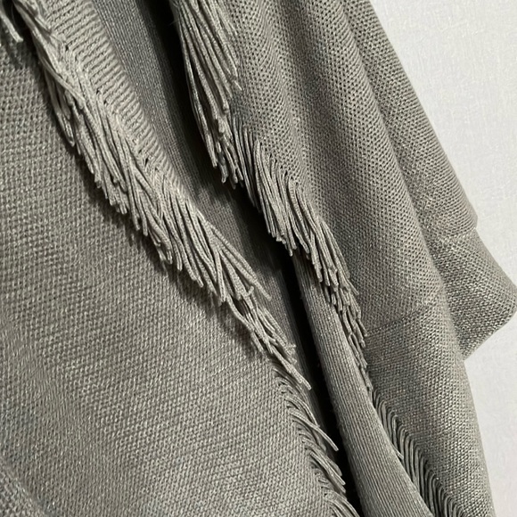 Marvelush Fringed Taupe Open Cardigan -Plus Size (One Size) - Picture 7 of 9